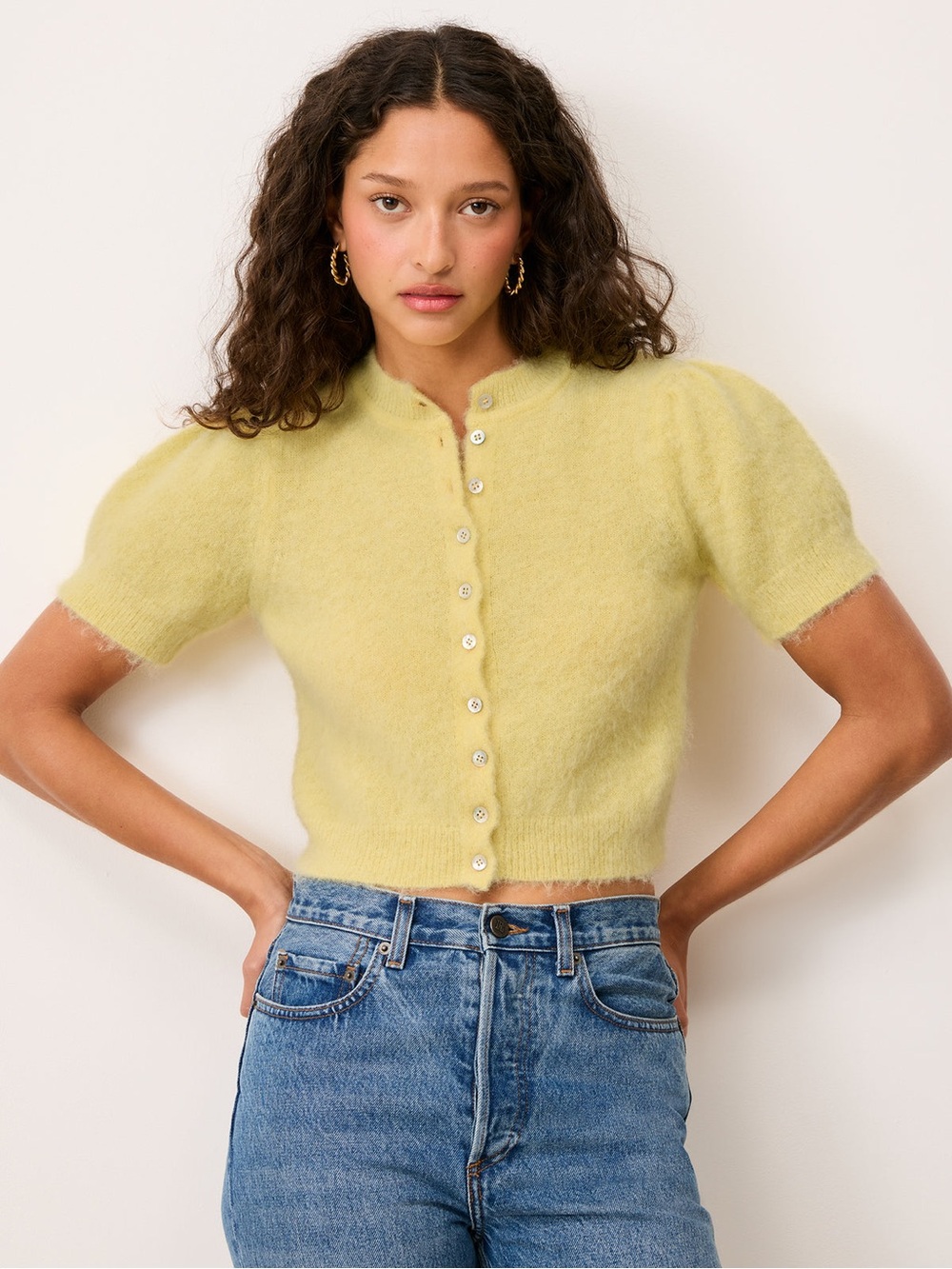 Rouje Abelina Cardigan In Lemon/Yellow Coquette French Romantic Pastel SZ 36 EU